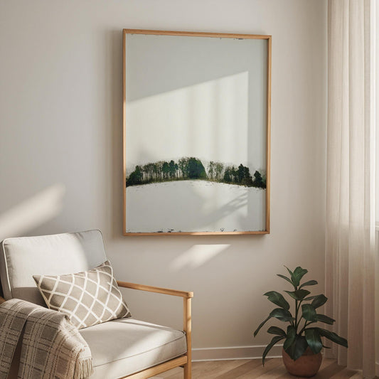 Minimalist Winter Treeline Print - Nordic Forest Landscape Art