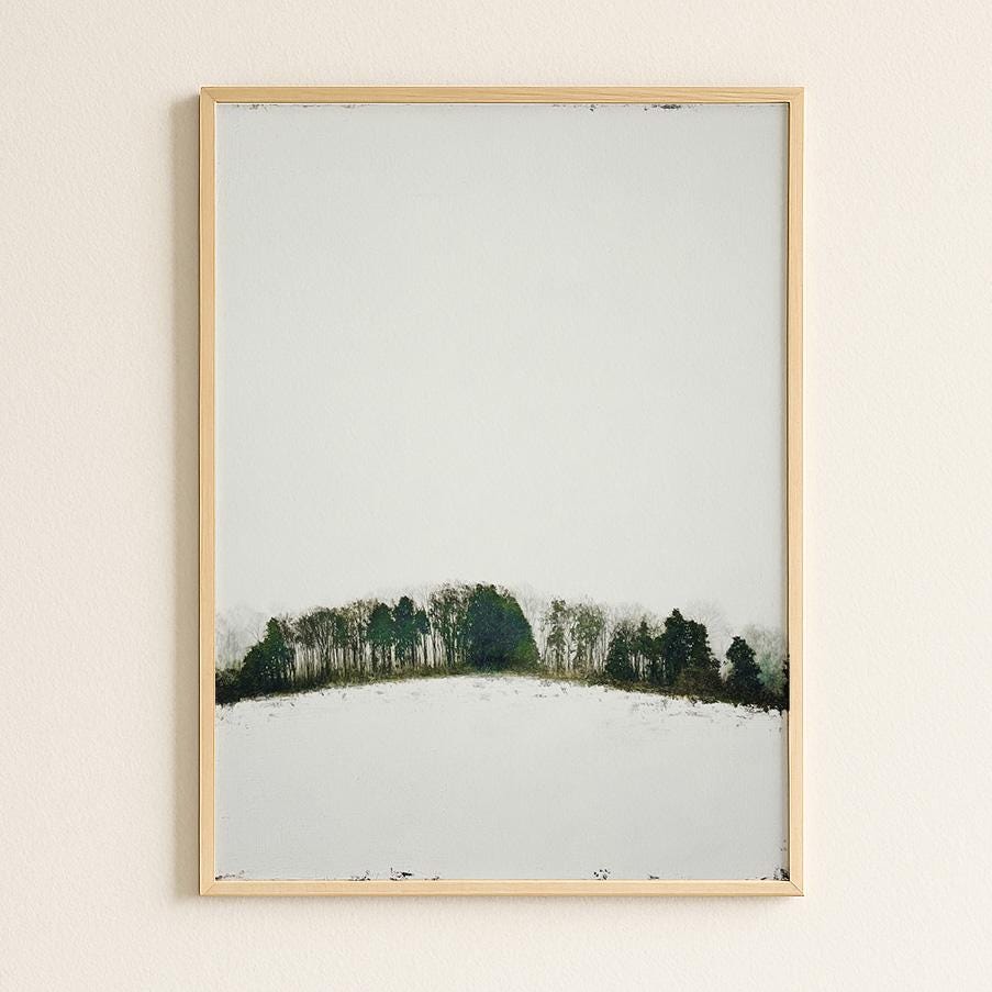 Minimalist Winter Treeline Print - Nordic Forest Landscape Art