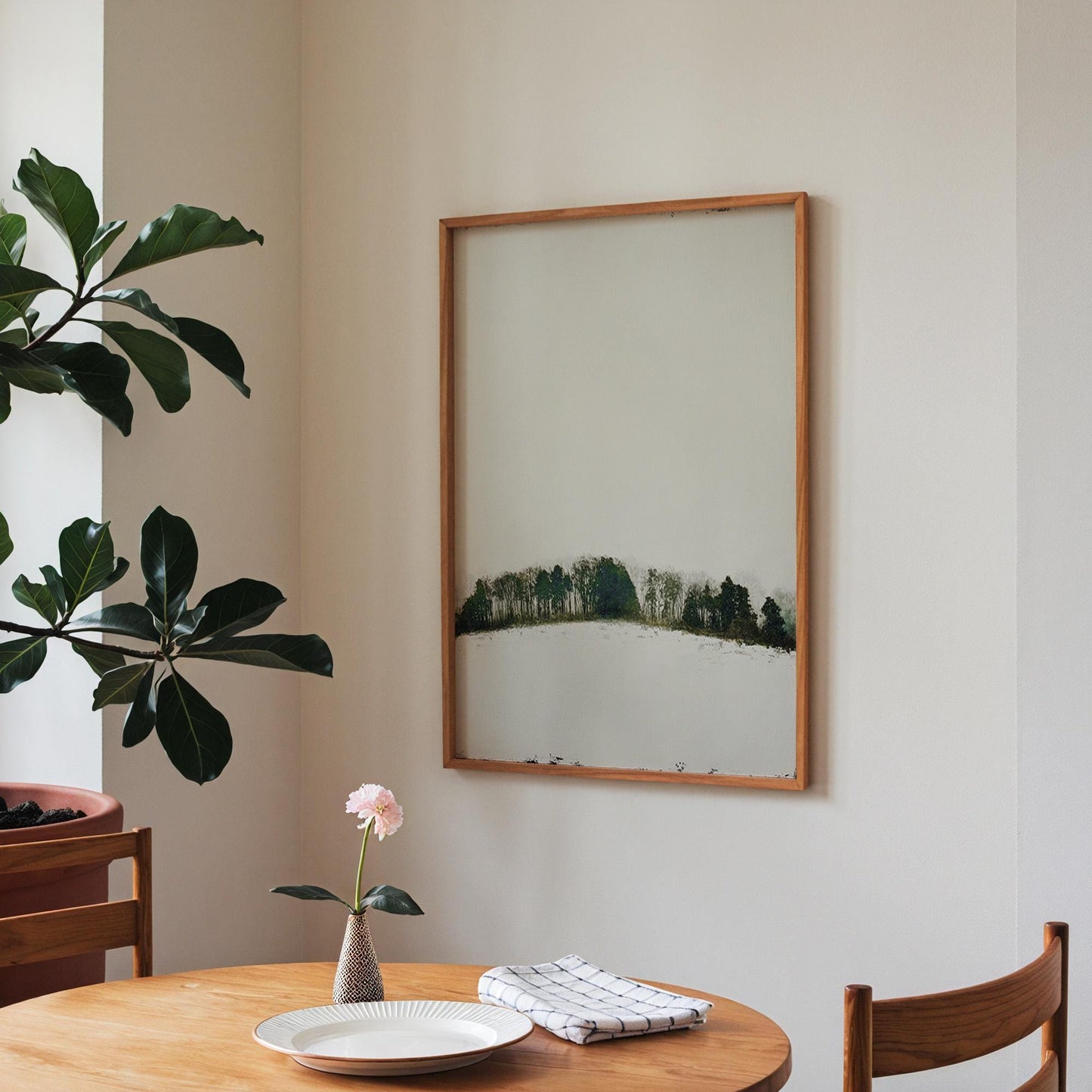 Minimalist Winter Treeline Print - Nordic Forest Landscape Art