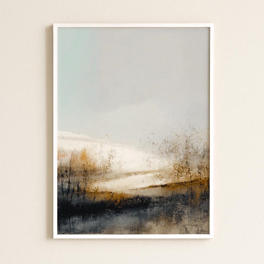 Abstract Landscape Print Atmospheric Lake Scene Modern Earth Tone