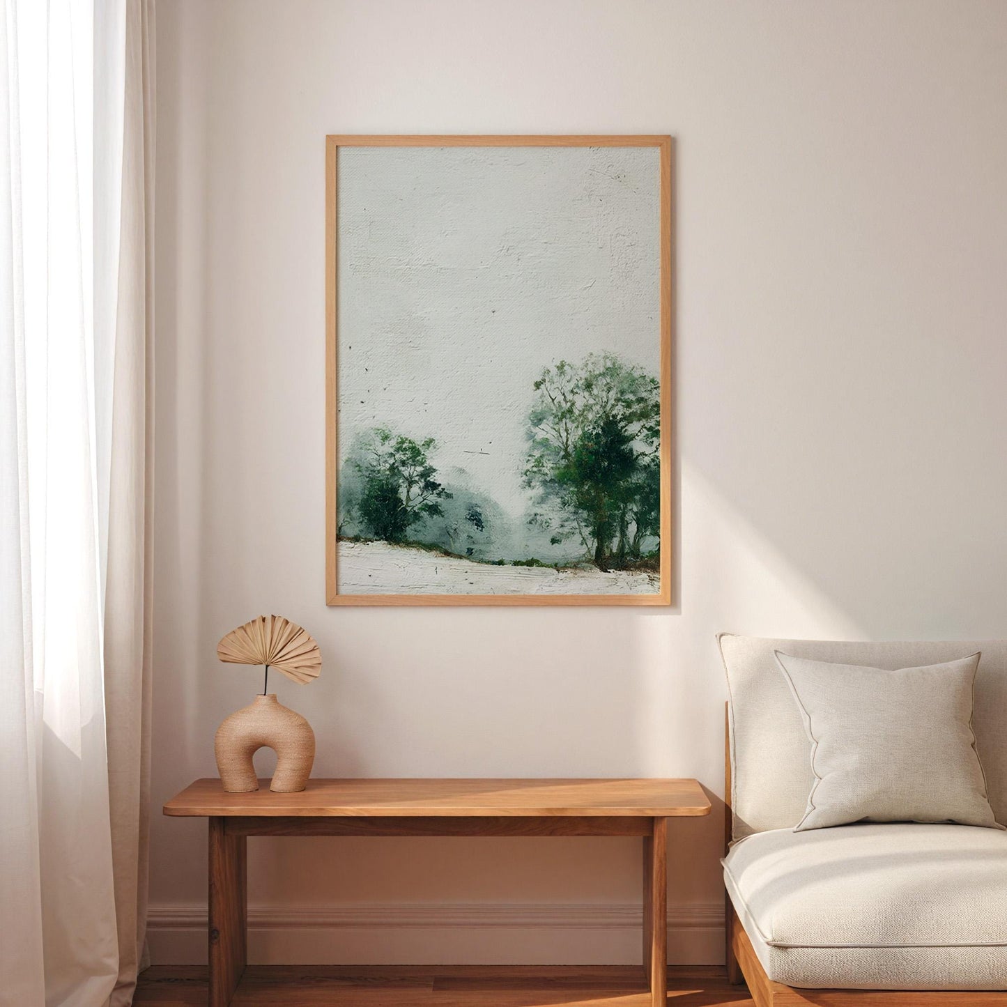 Misty Woodland Print - Negative Space Forest Art Modern