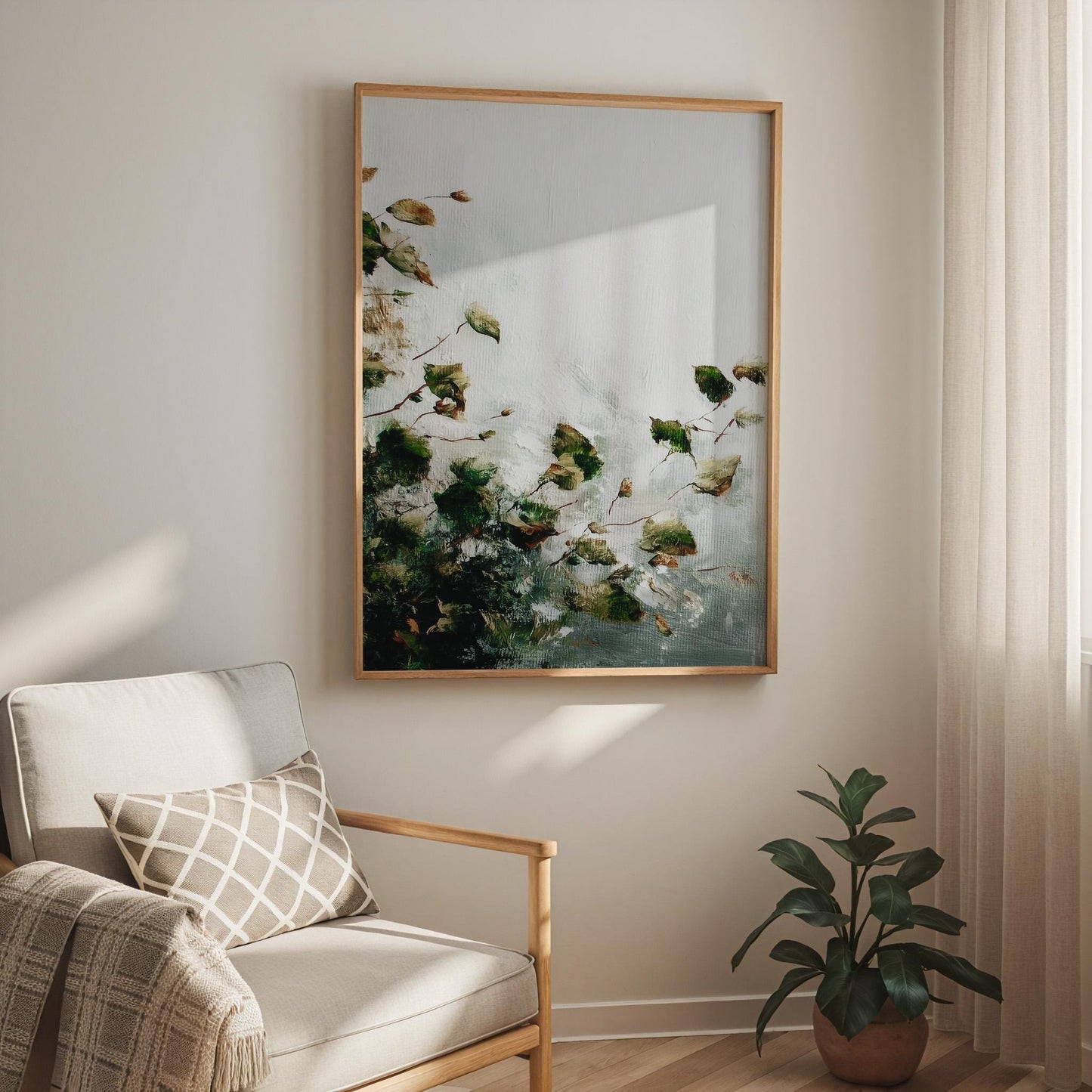 Botanical Leaves Print Autumn Movement Art Falling Foliage Wall