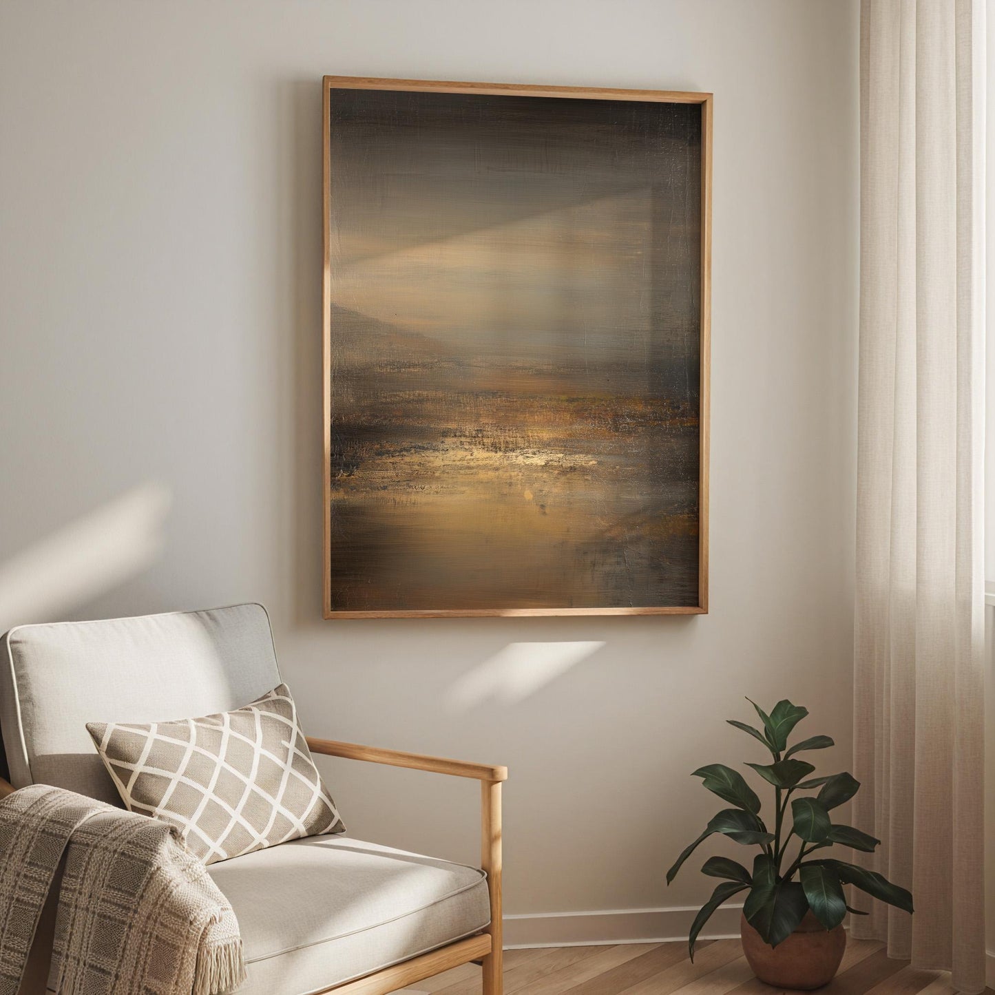 Abstract Horizon Print Atmospheric Landscape Modern Earth Tone