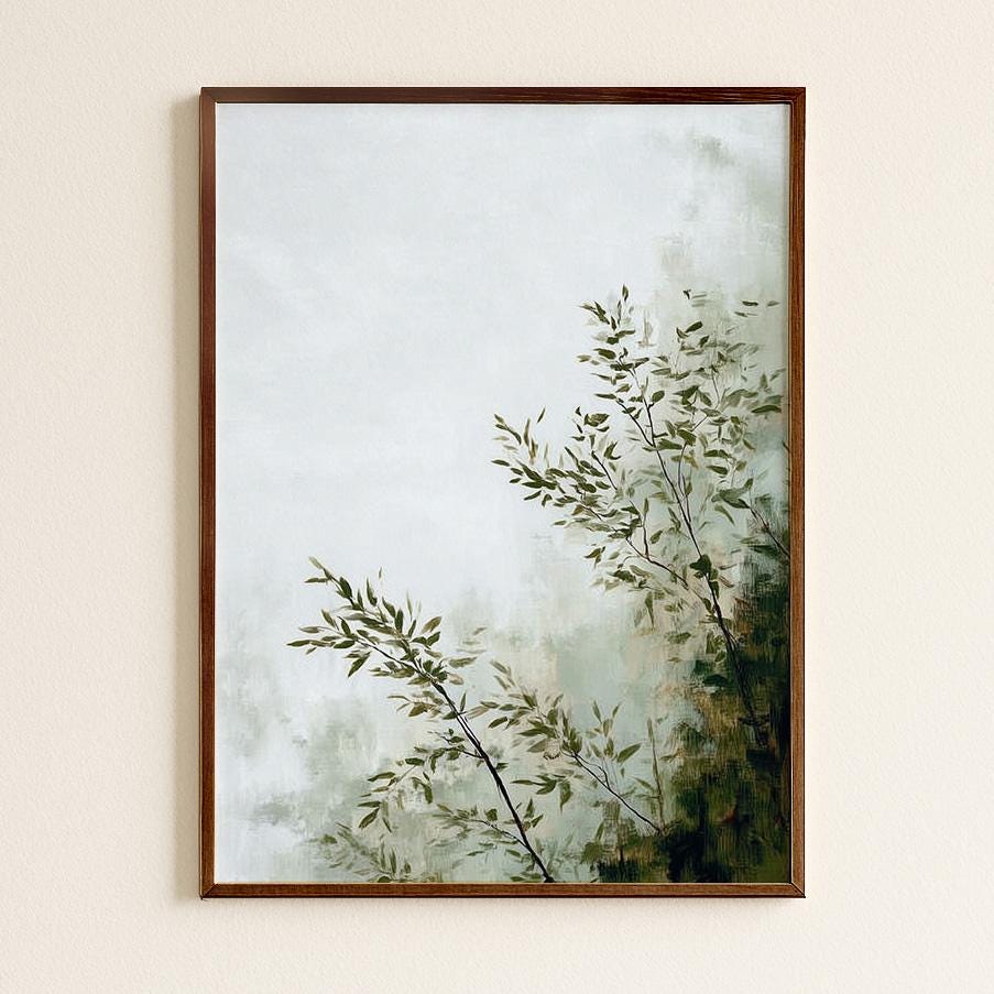 Botanical Branches Print Negative Space Minimalist Foliage Art