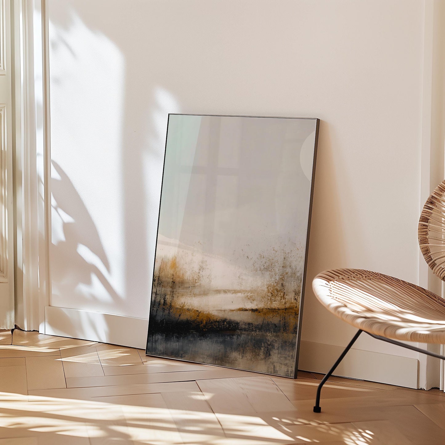 Abstract Landscape Print Atmospheric Lake Scene Modern Earth Tone