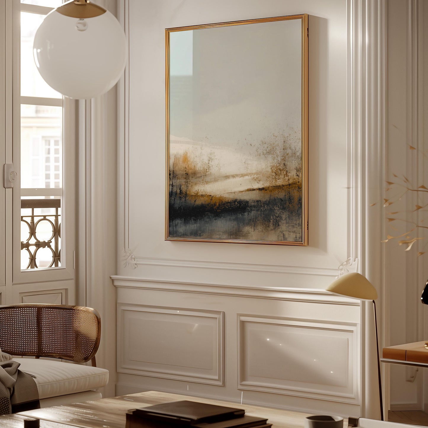 Abstract Landscape Print Atmospheric Lake Scene Modern Earth Tone