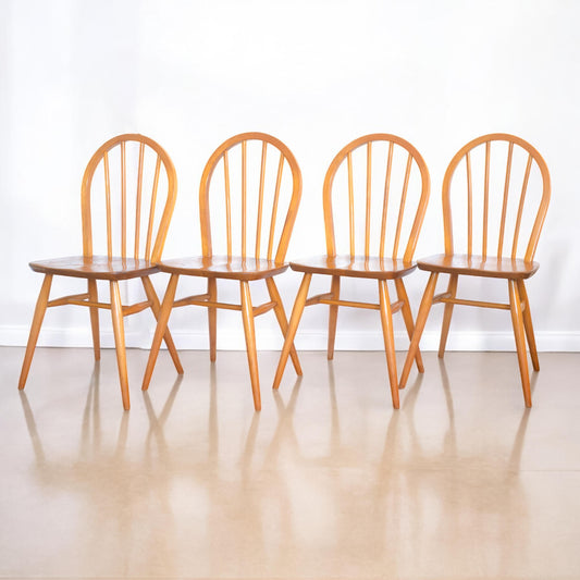 Set of Four Ercol 'Windsor' Dining Chairs, Set of 4, Mid Century Chairs