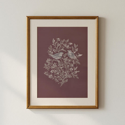 Vintage Bird Botanical Print