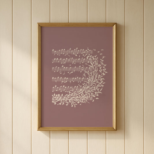 Vintage Music Sheet Botanical Print