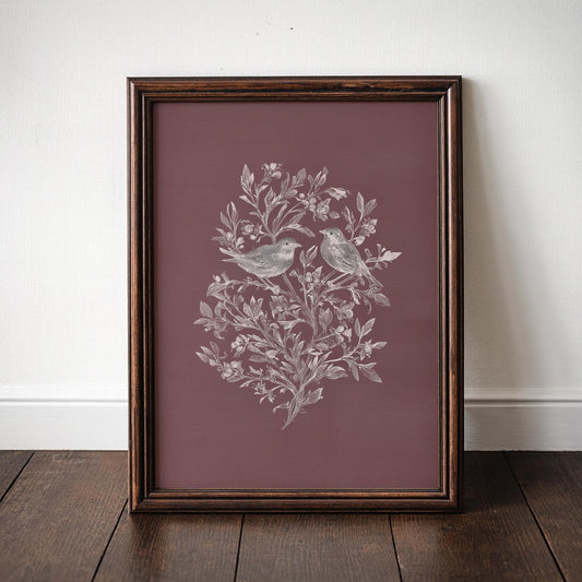 Vintage Bird Botanical Print