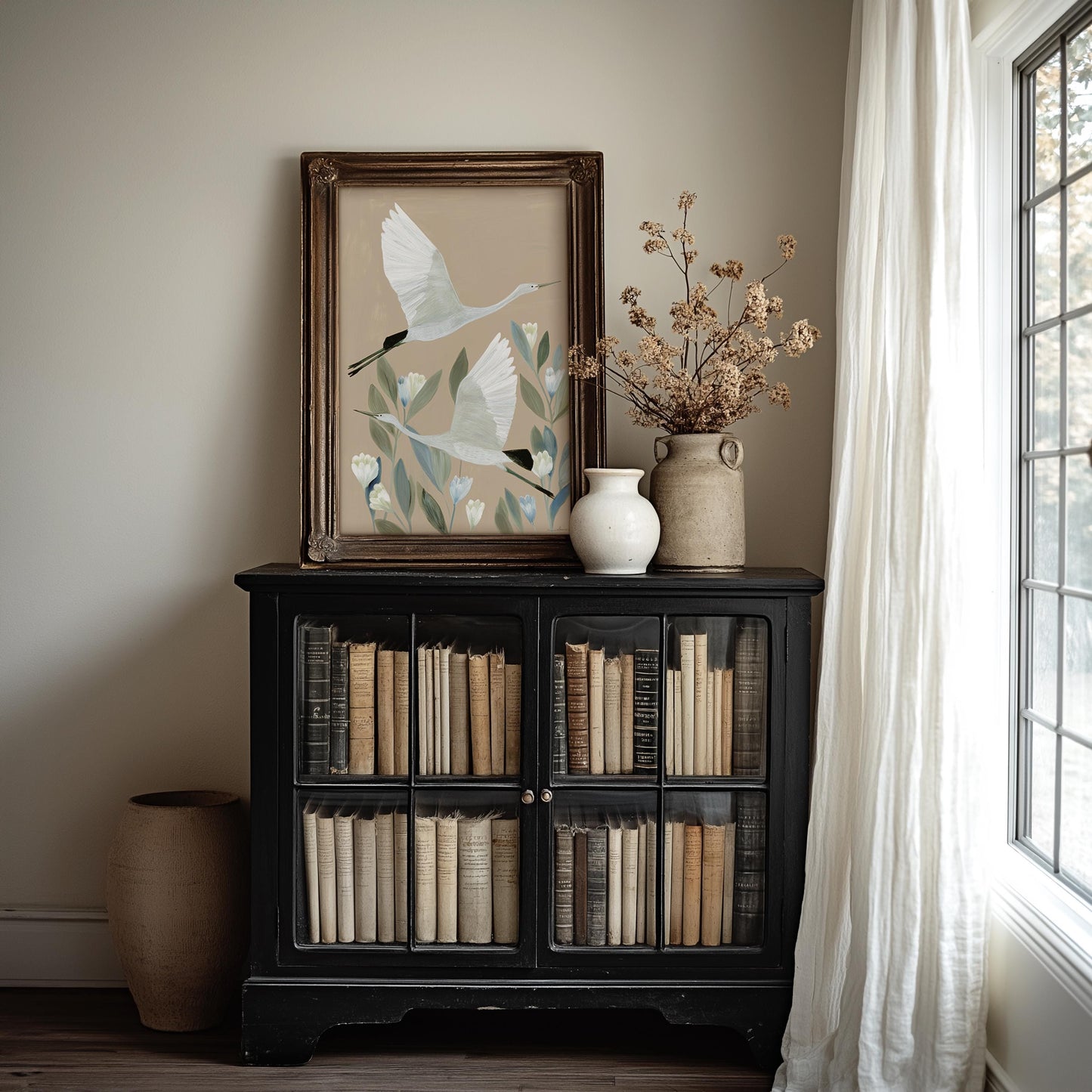 Japanese Cranes Flying Print