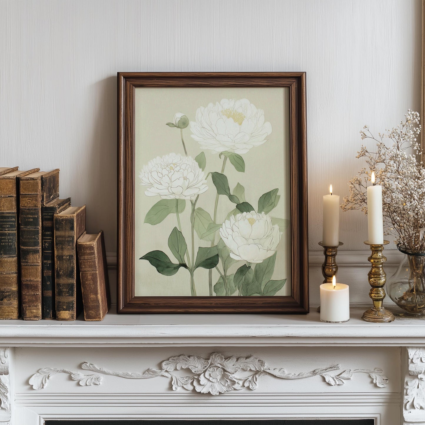 Japanese White Peony Print