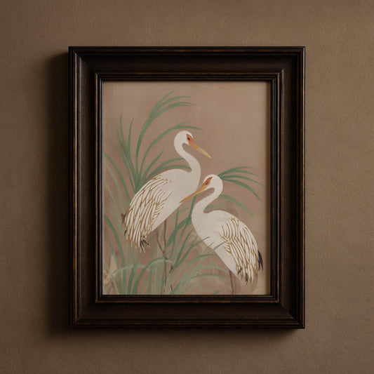 Japanese Cranes Standing Print