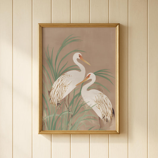 Japanese Cranes Standing Print