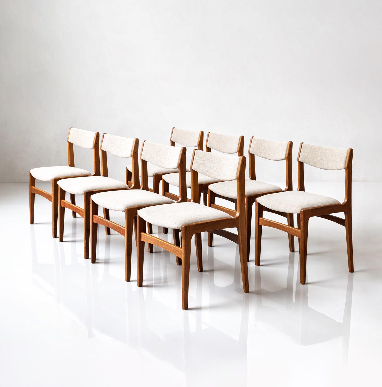 Set of 8 Danish Mid Century Modern Dining Chairs by Erik Buch