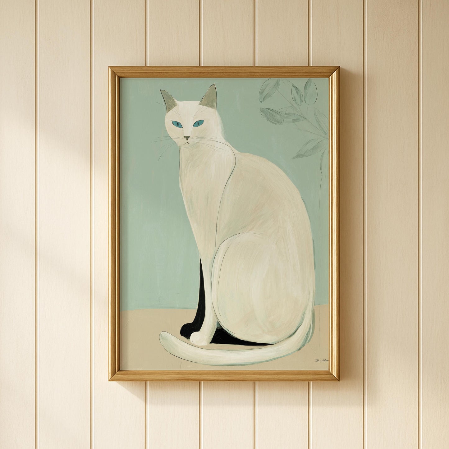 Japanese White Cat Print