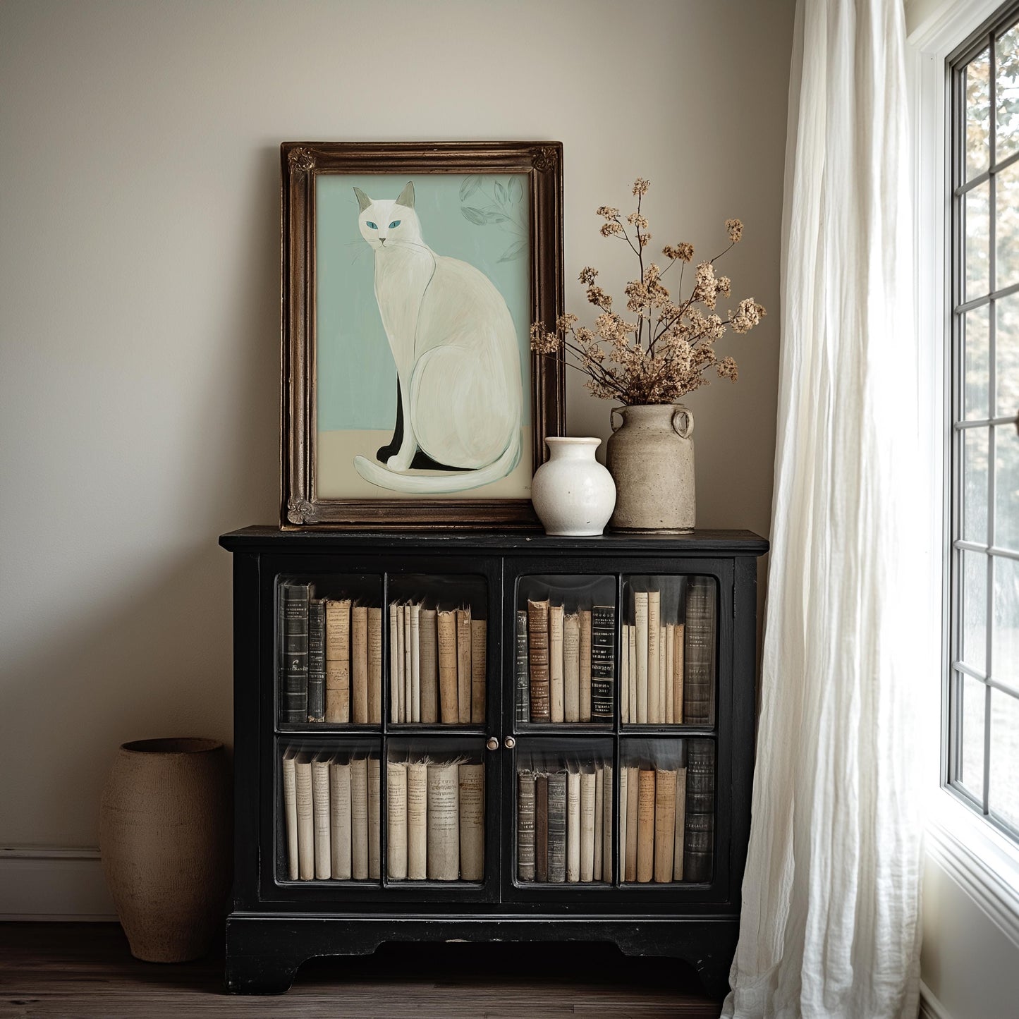 Japanese White Cat Print