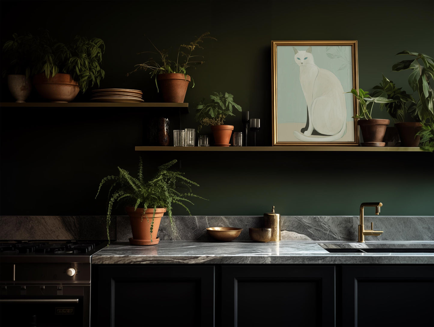 Japanese White Cat Print