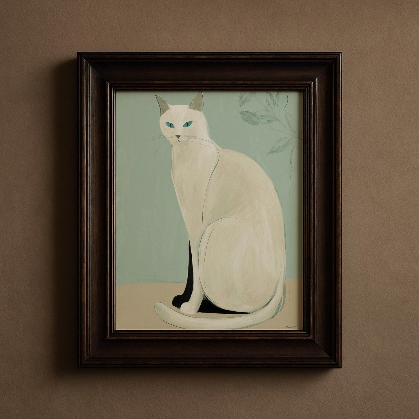 Japanese White Cat Print
