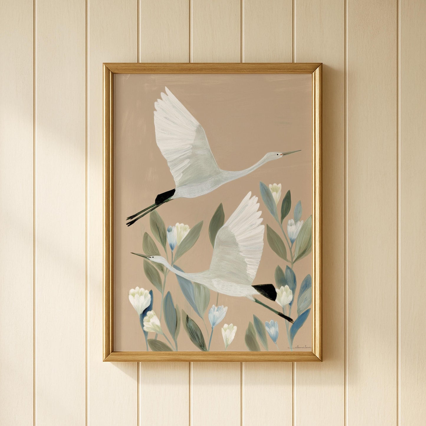 Japanese Cranes Flying Print