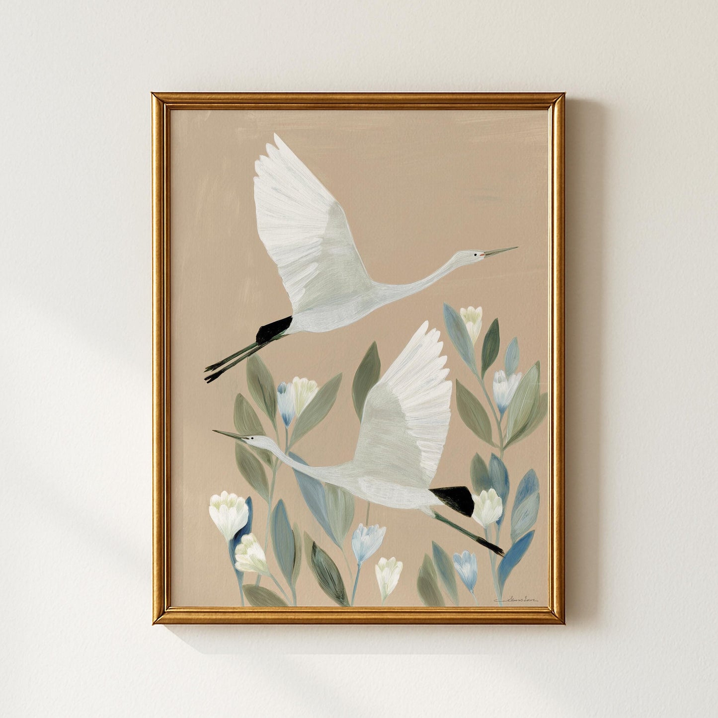 Japanese Cranes Flying Print