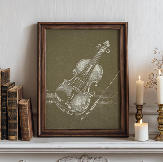 Vintage Violin Sketch Print