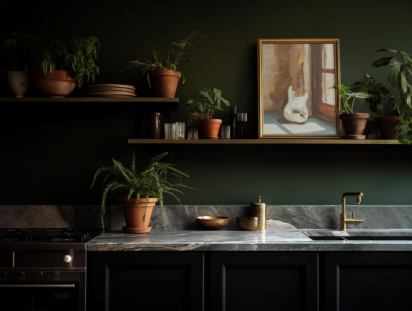 White Electric Guitar Print Print for Home or Studio